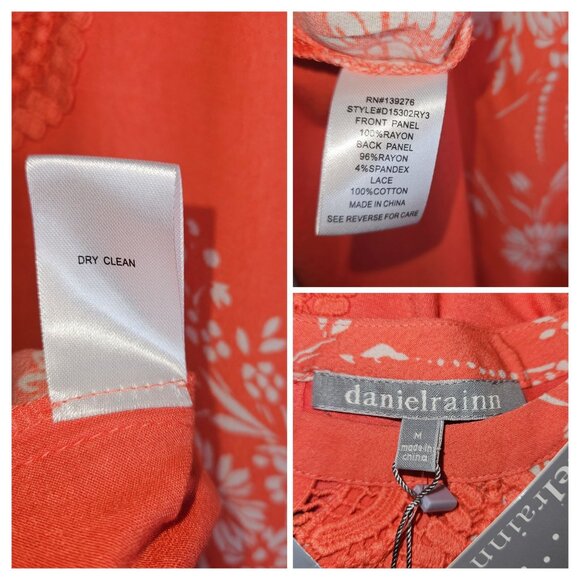 2/$35 Danielrainn Crochet Keyhole Floral Sleeveless Blouse Women M - Picture 6 of 7